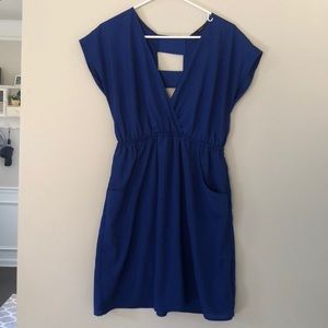 Colbalt cut out back pocket dress